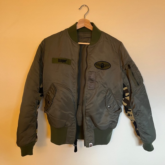 Bathing Ape | Made in Japan | Men’s Medium | Bomber Jacket | Khaki - Picture 2 of 5